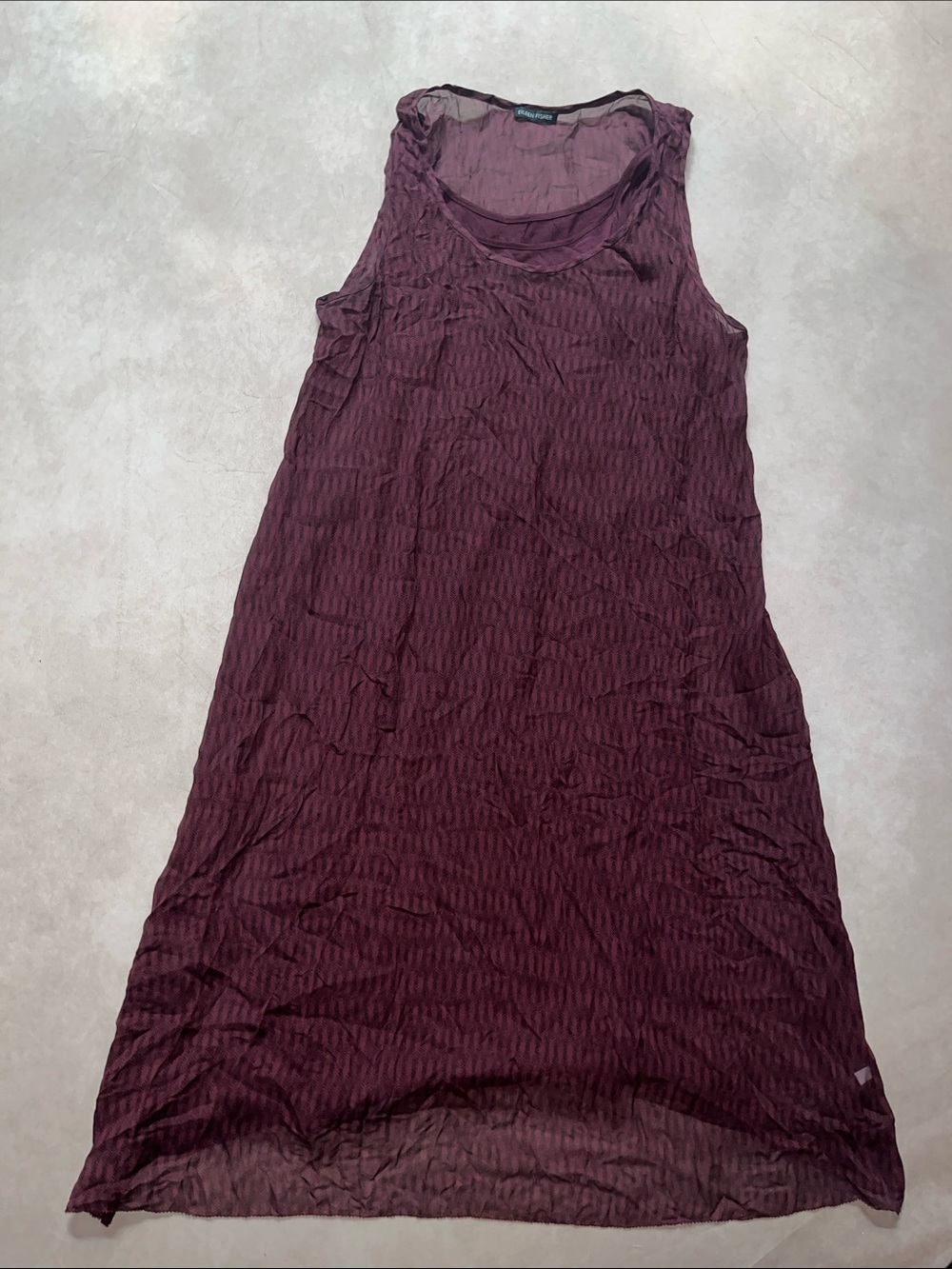 Sleeveless Crinkle Maxi Dress - Deep Plum Eileen Fisher